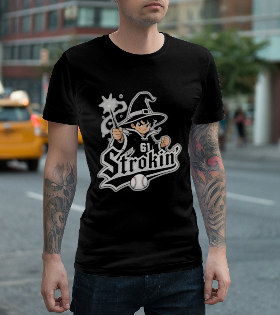 Mike Vasil Wizard Strokin' 61 South Side Chicago White Sox T-Shirt