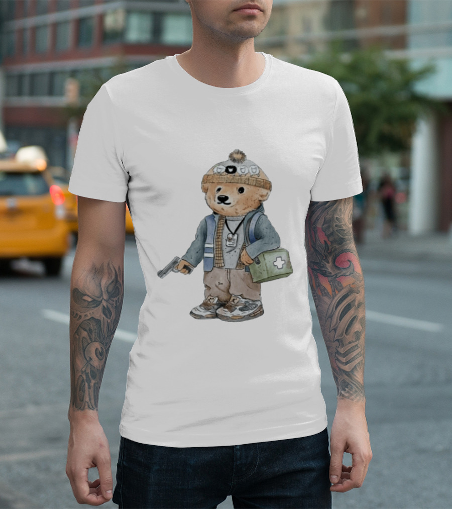 Bryan Bear Toy With Gun And First Aid Kit Beanie T-Shirt