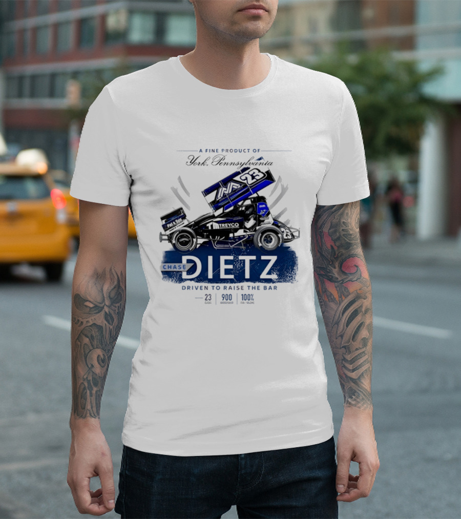 Chase Dietz Sprint Car 23 Driven To Raise The Bar York Pennsylvania Racing T-Shirt