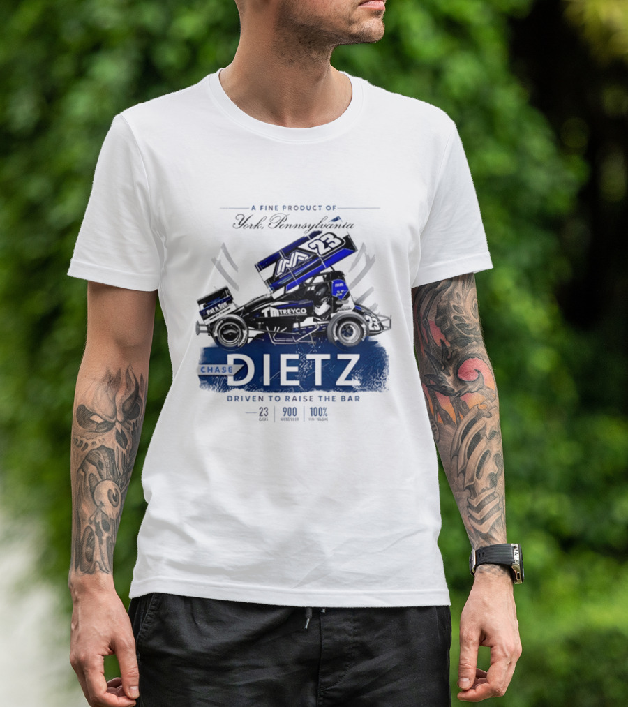 Chase Dietz Sprint Car 23 Driven To Raise The Bar York Pennsylvania Racing T-Shirt
