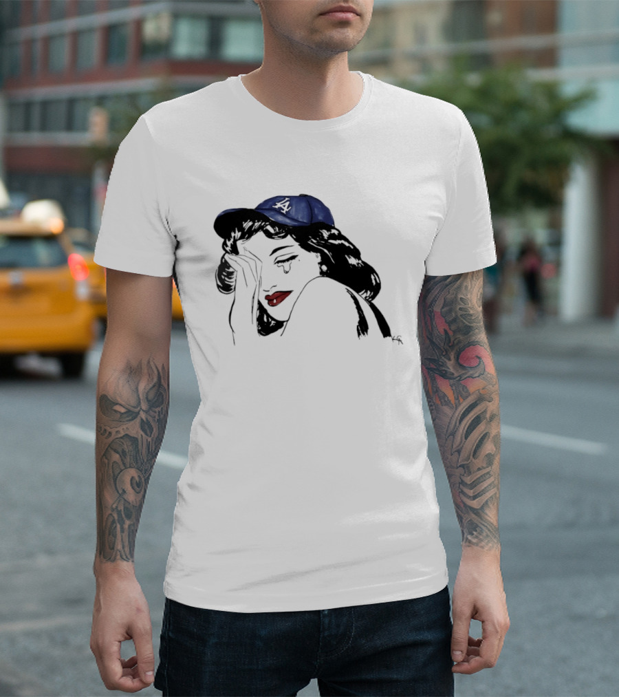 Los Angeles Dodgers Cap Crying Woman Pop T-Shirt