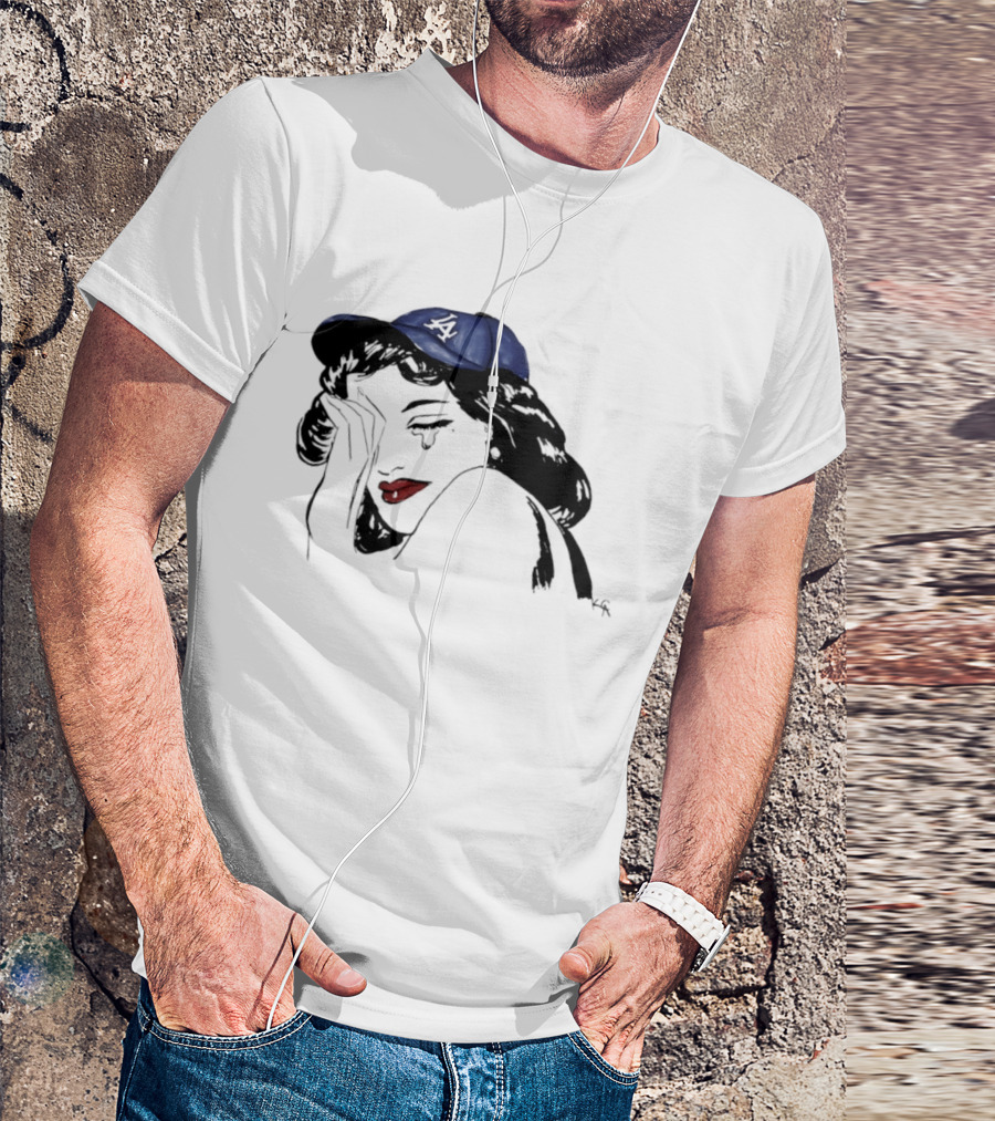 Los Angeles Dodgers Cap Crying Woman Pop T-Shirt