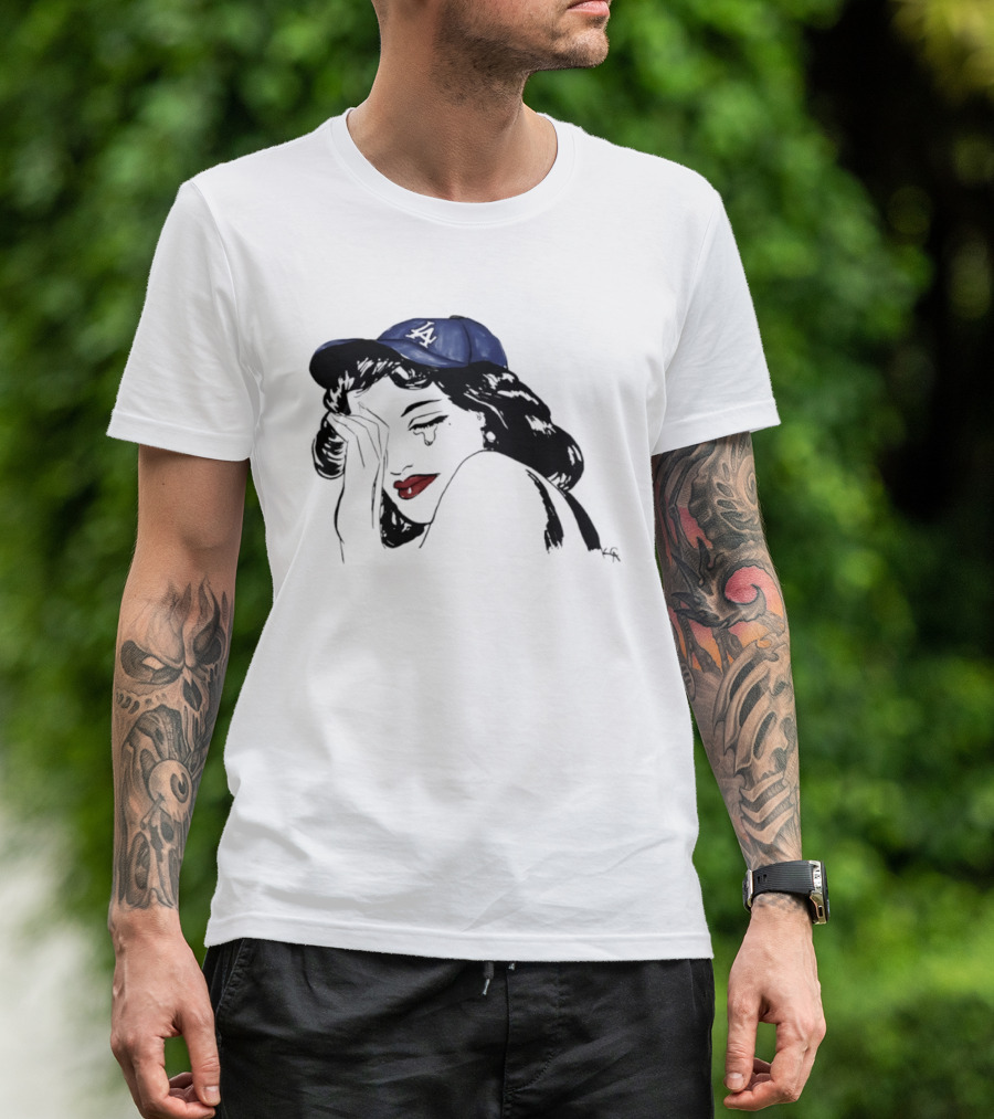 Los Angeles Dodgers Cap Crying Woman Pop T-Shirt