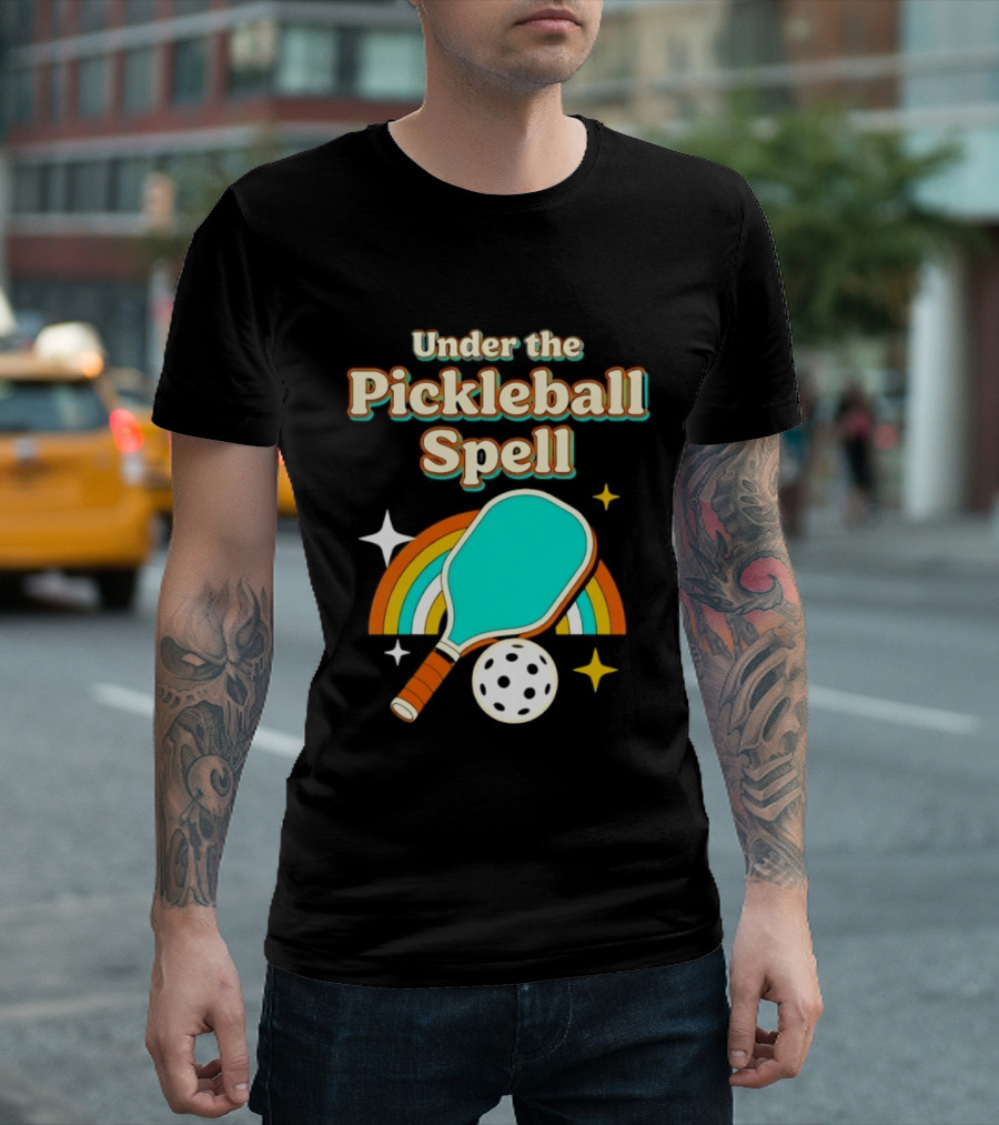 Under The Pickleball Spell Paddle And Rainbow Magic T-Shirt