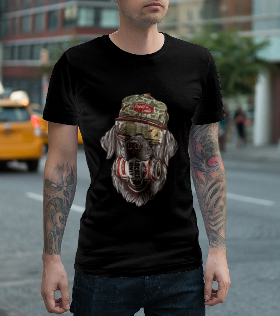 Respect The Locals Labrador Dog Camo Hat Sunglasses Beer Locals Only T-Shirt