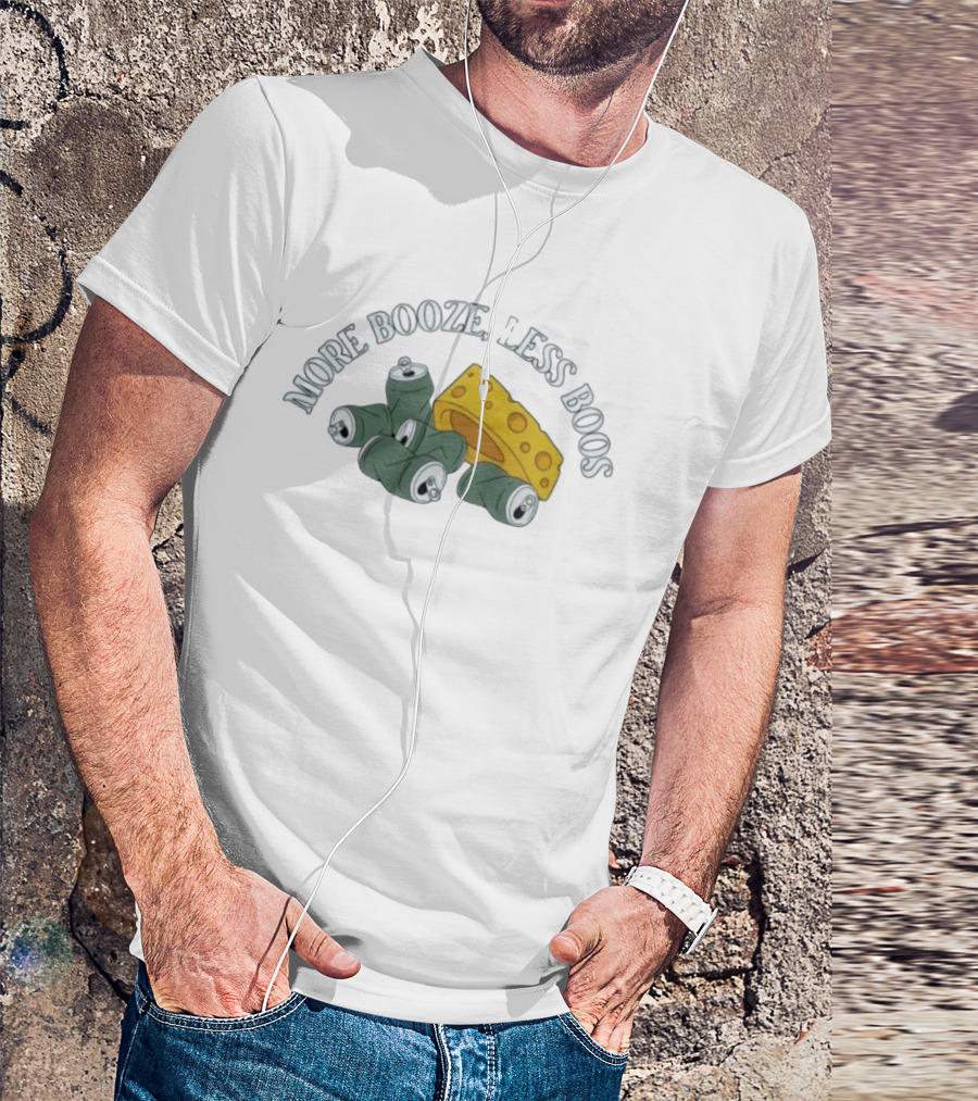 Green Bay Packers More Booze Less Boos Beers And Cheese T-Shirt