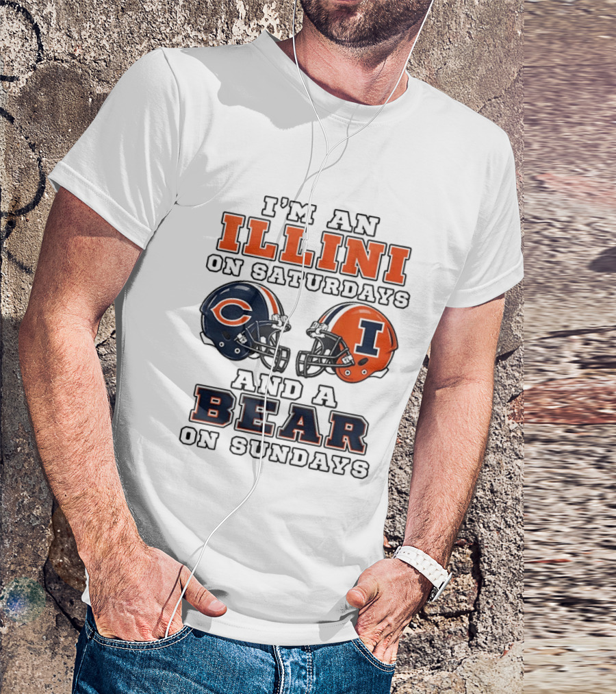 I'm An Illini On Saturdays And A Bear On Sundays Matching Game Day Helmets T-Shirt