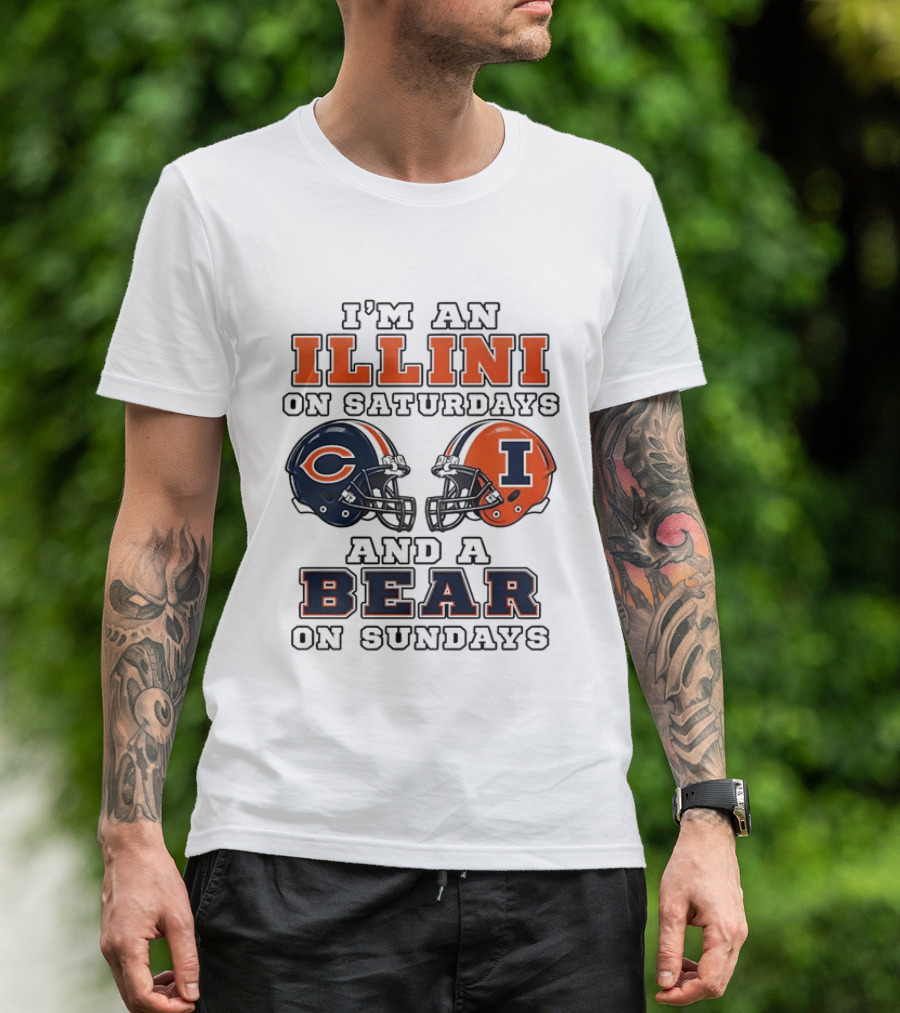 I'm An Illini On Saturdays And A Bear On Sundays Matching Game Day Helmets T-Shirt