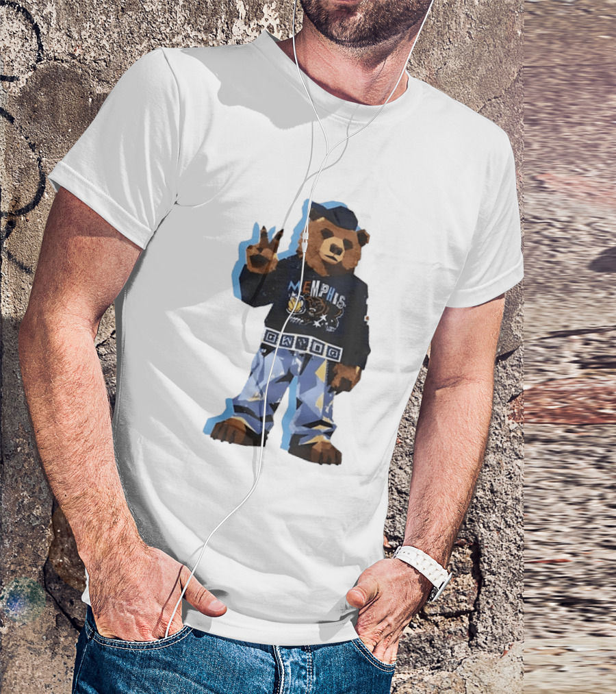 Memphis Grizzlies Bear Peace Sign Retro Style Fashionable Team Spirit T-Shirt