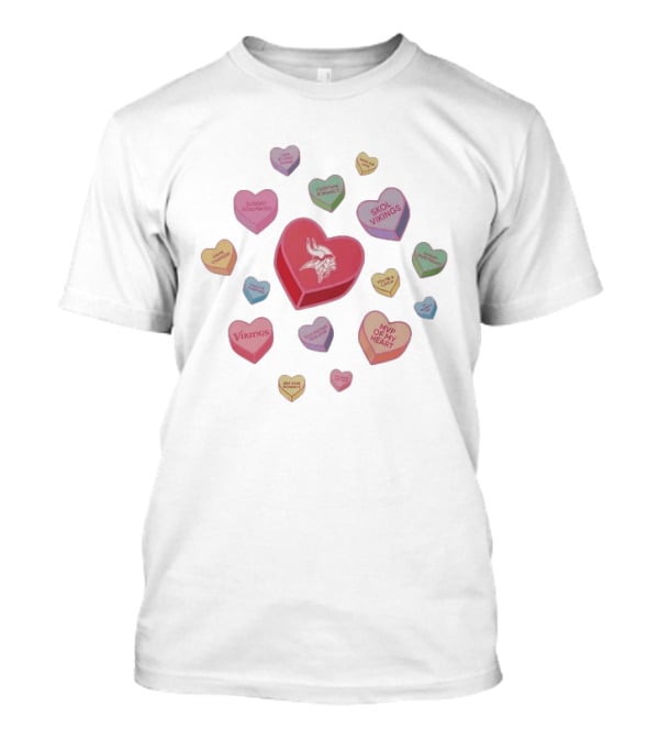 Skol Vikings Valentine Candy Hearts Romance MVP Vikings 2023 Champs T-Shirt