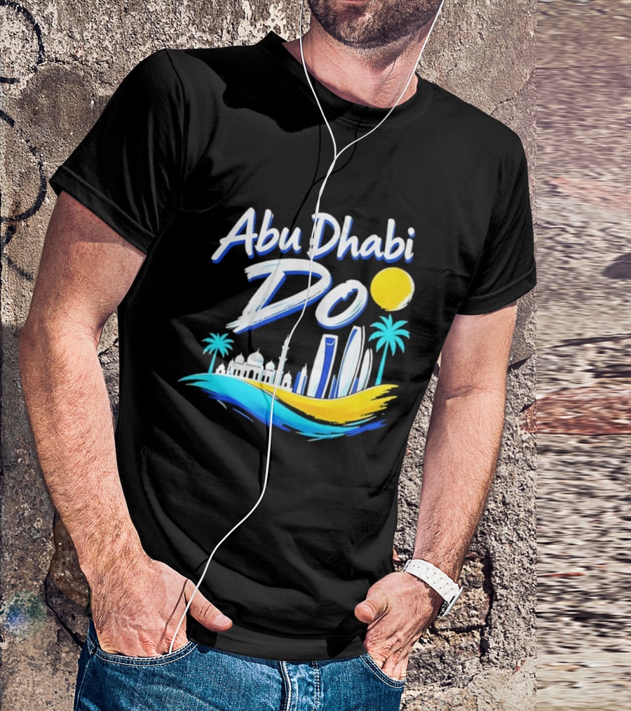 Abu Dhabi Do United Arab Emirates Travel Souvenir Skyline Sun Palm Trees T-Shirt