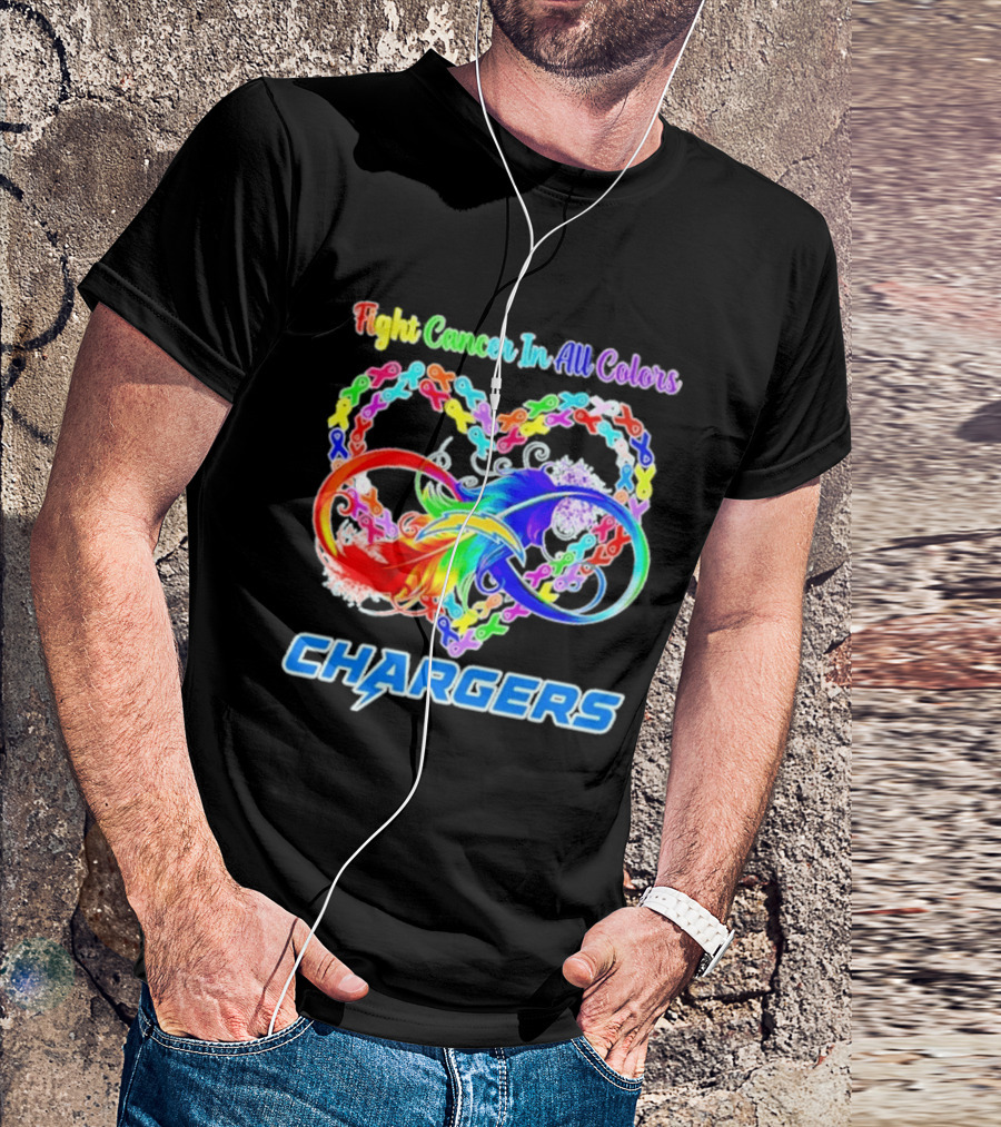 Fight Cancer In All Colors Los Angeles Chargers Infinity Heart T-Shirt
