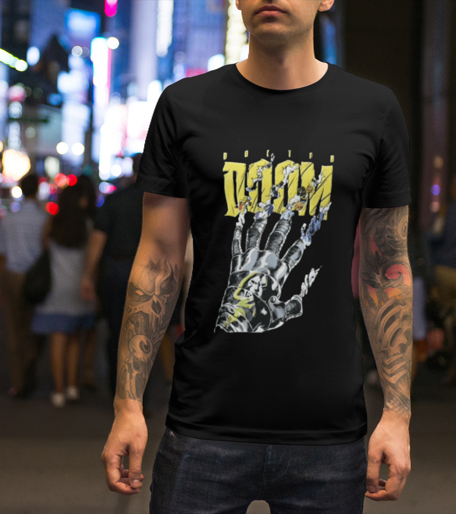 Marvel Doom Metal Gauntlet Ripping Through Paper T-Shirt
