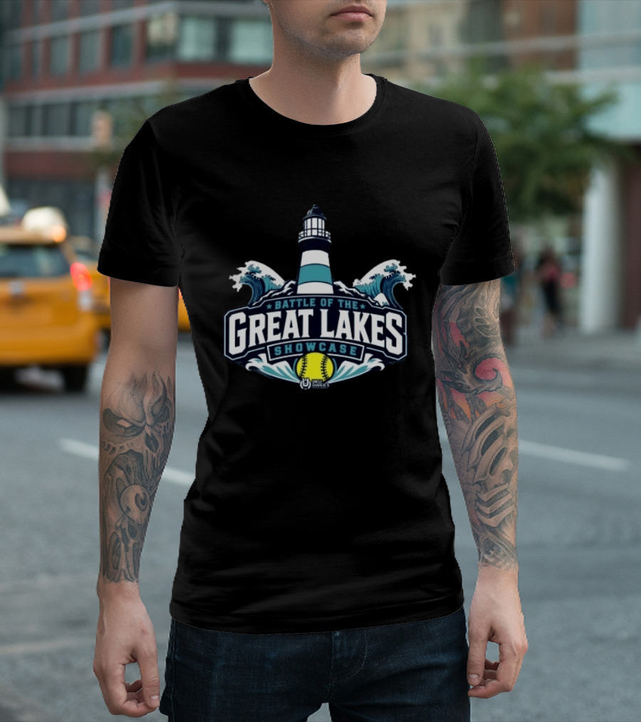 Battle Of The Great Lakes Showcase Uncle Charlie's Softball Lighthouse Waves T-Shirt