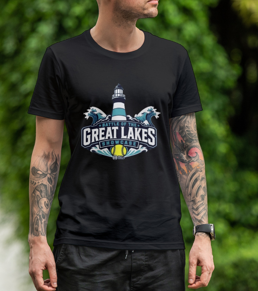 Battle Of The Great Lakes Showcase Uncle Charlie's Softball Lighthouse Waves T-Shirt