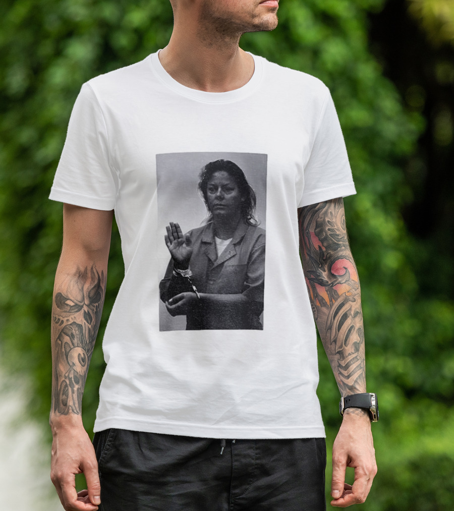 Aileen Wuornos True Crime Handcuffed Raised Hand Political Image T-Shirt