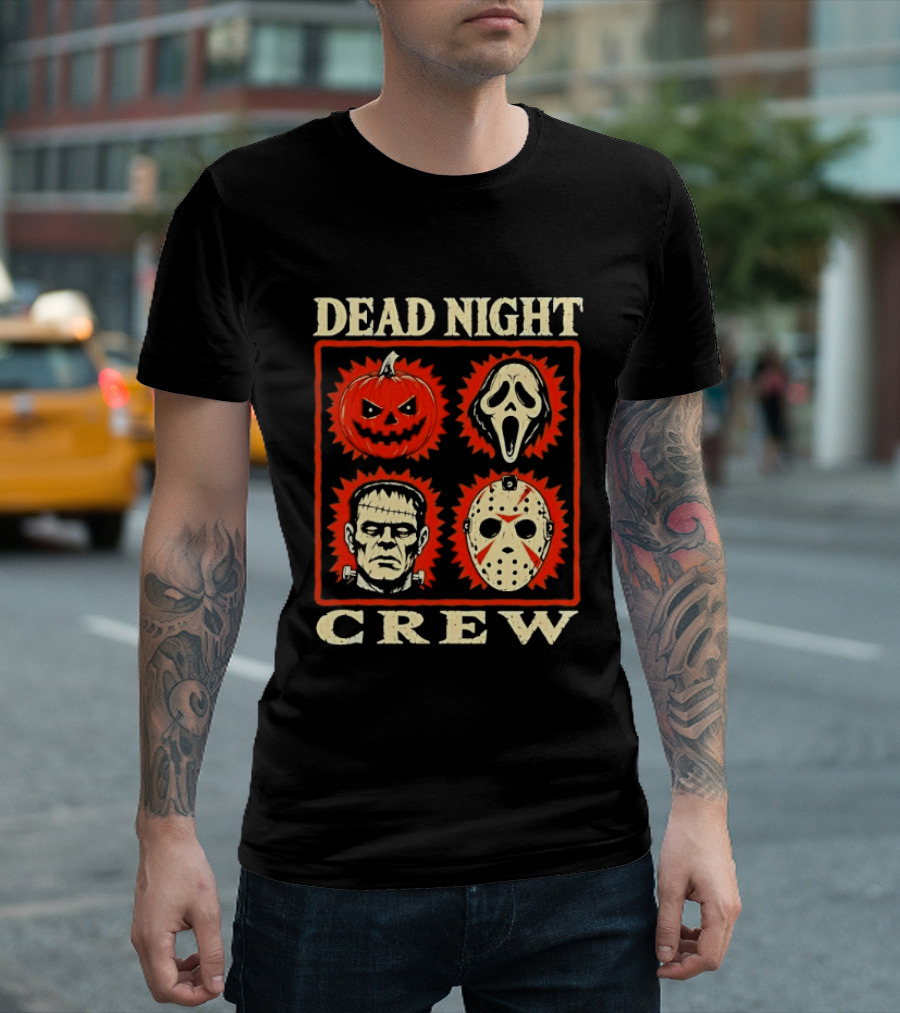 Dead Night Crew Halloween Horror Pumpkin Ghost Jason Voorhees Frankenstein T-Shirt