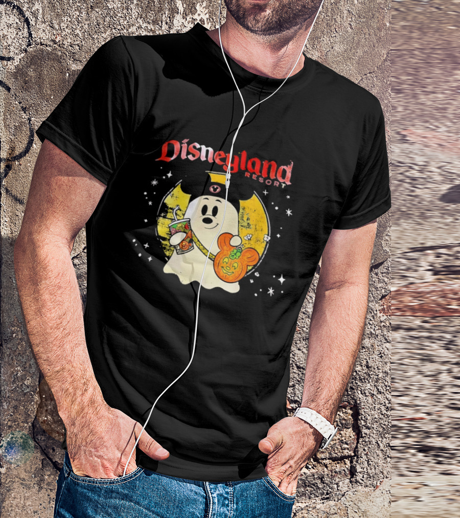 Distressed Disneyland Resort Mickey Mouse Ghost Halloween T-Shirt