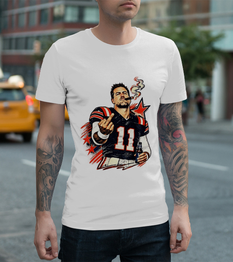 Case Keenum 11 Smoking Cigar Middle Finger Gesture T-Shirt