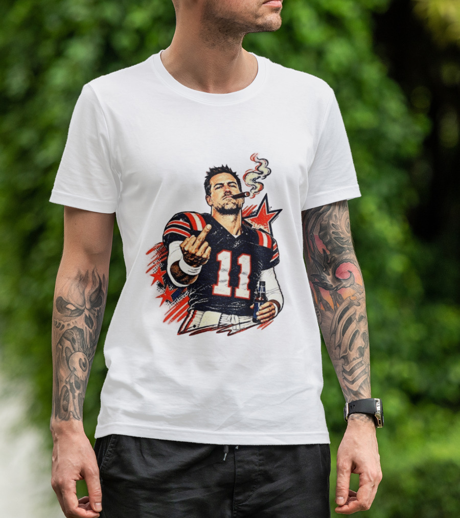 Case Keenum 11 Smoking Cigar Middle Finger Gesture T-Shirt