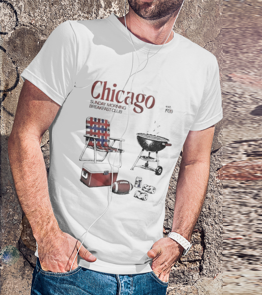 Chicago Sunday Morning Breakfast Club 1920 Charcoal Grill Lawn Chair Cooler T-Shirt