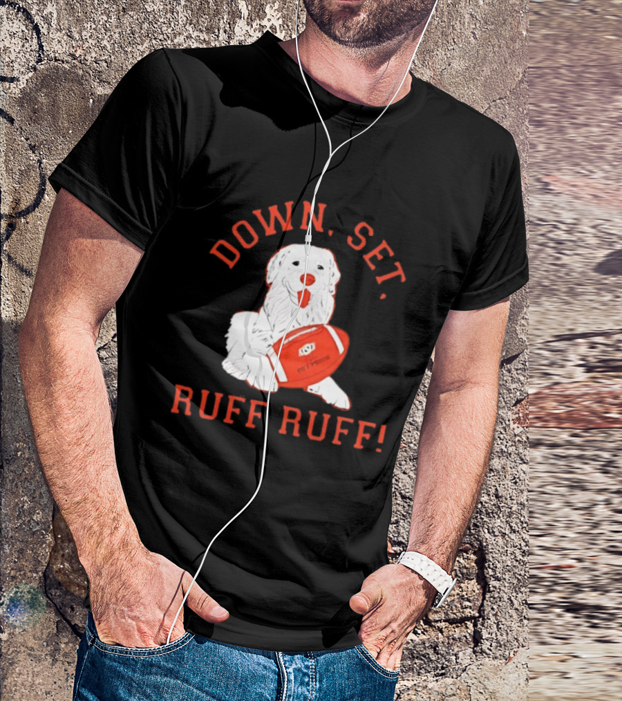 Pet Pride Dog Down Set Ruff Ruff Football T-Shirt