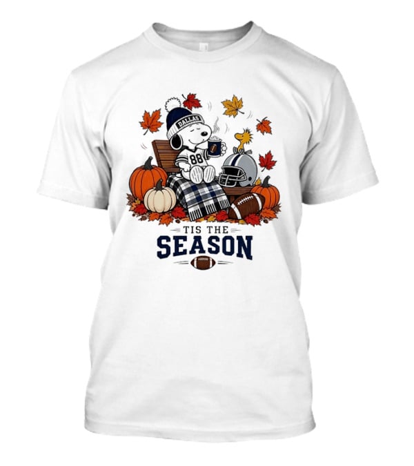 Dallas Cowboys Snoopy Woodstock Fall Football 'Tis The Season T-Shirt