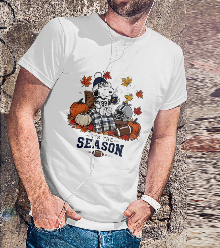Dallas Cowboys Snoopy Woodstock Fall Football 'Tis The Season T-Shirt