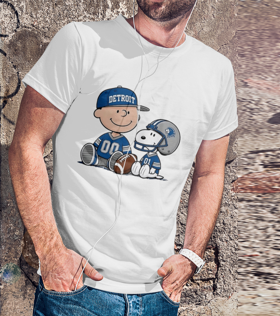 Detroit Lions Charlie Brown Snoopy Fan Jersey 00 01 Football T-Shirt