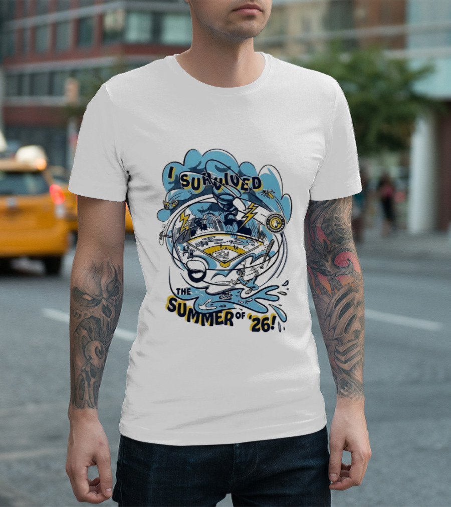 I Survived The Summer Of '26 Edmonton Riverhawks Baseball Lightning Storms T-Shirt