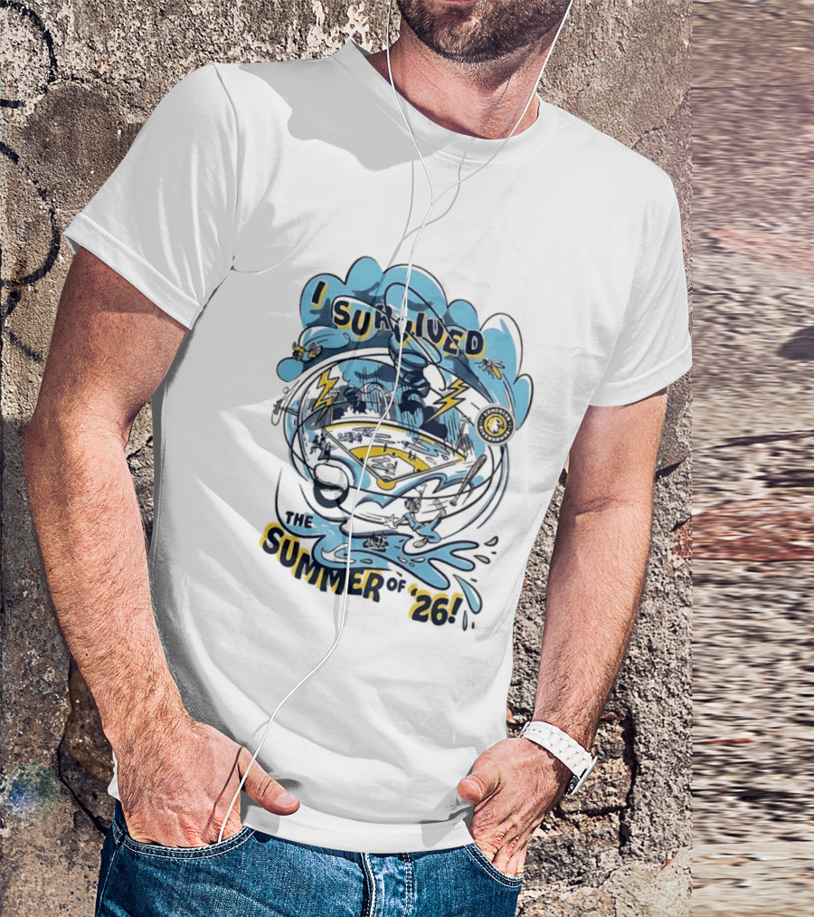 I Survived The Summer Of '26 Edmonton Riverhawks Baseball Lightning Storms T-Shirt