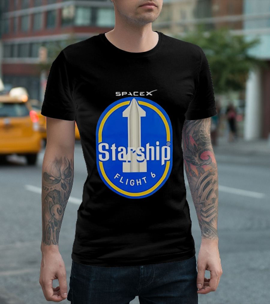 SpaceX Starship Flight 6 Mission Patch Emblem Space Exploration T-Shirt