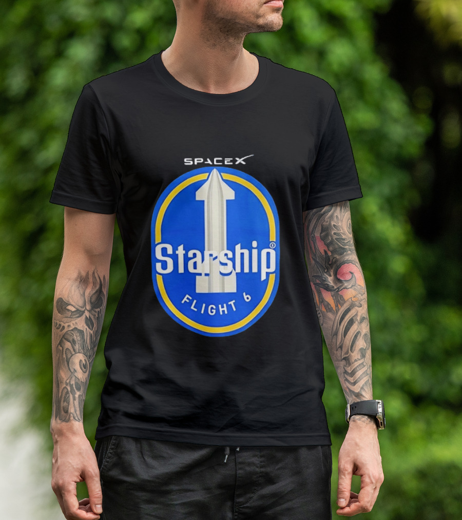 SpaceX Starship Flight 6 Mission Patch Emblem Space Exploration T-Shirt
