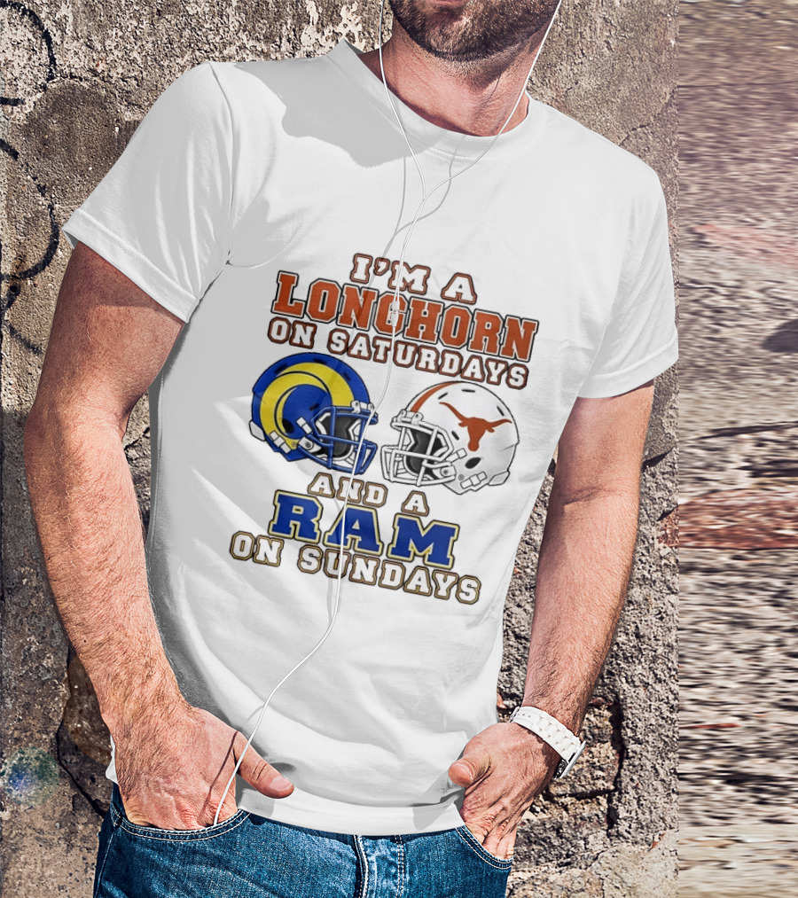 I'm A Longhorn On Saturdays And A Ram On Sundays Two Helmet 2026 T-Shirt