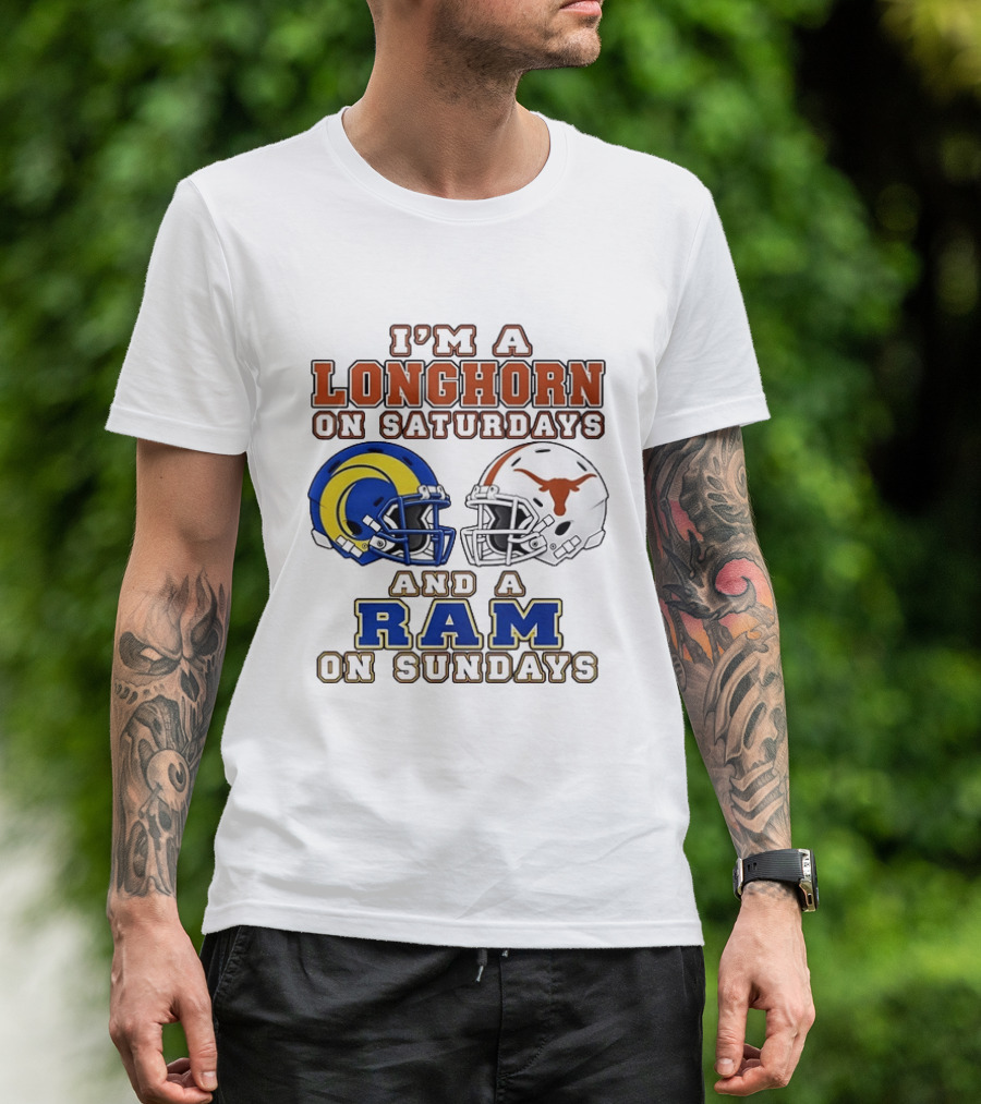 I'm A Longhorn On Saturdays And A Ram On Sundays Two Helmet 2026 T-Shirt