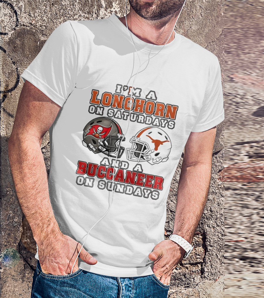 I'm A Longhorn On Saturdays And A Buccaneer On Sundays Two Helmet 2026 T-Shirt