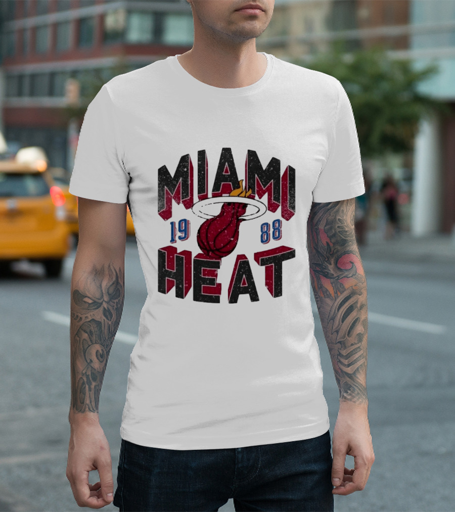 Miami Heat 1988 Flaming Basketball NBA Peace Collective T-Shirt