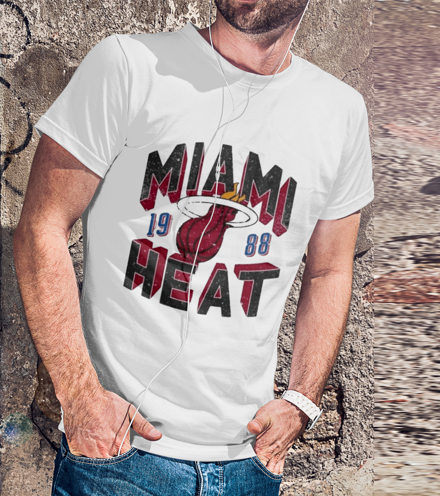 Miami Heat 1988 Flaming Basketball NBA Peace Collective T-Shirt