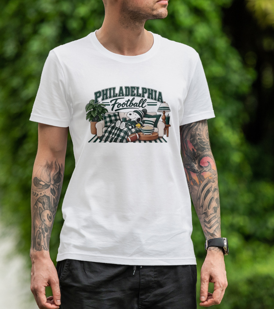 Philadelphia Eagles Football Snoopy Woodstock Cozy Couch T-Shirt