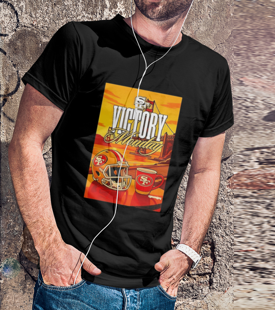 San Francisco 49ers Victory Monday Golden Gate Helmet And Coffee T-Shirt