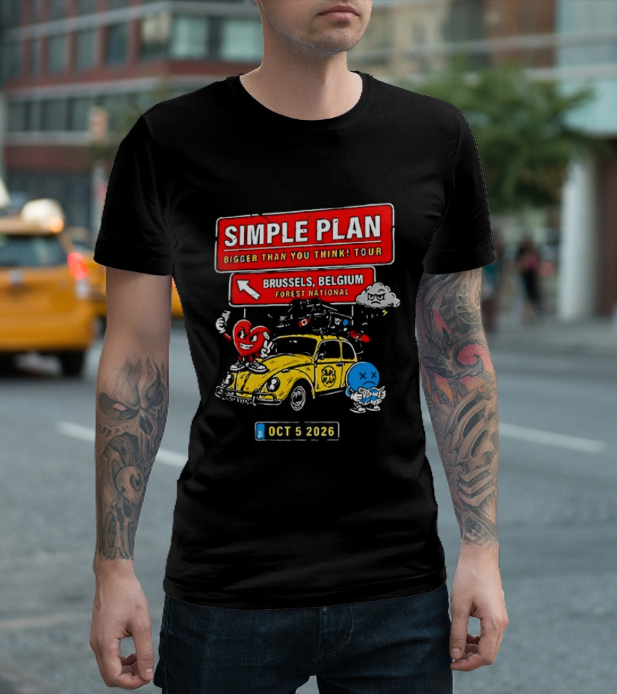 Simple Plan Bigger Than You Think Tour Brussels Belgium Forest National Oct 5 2026 T-Shirt