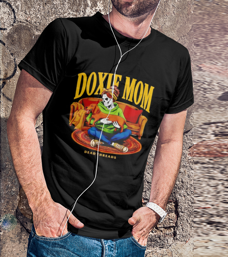 Doxie Mom Skeleton With Dachshund Wiener Dog Dead Threads T-Shirt