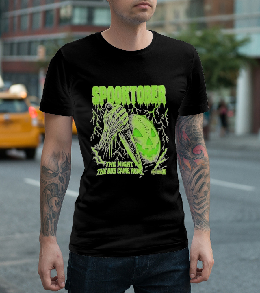Spooktober The Night The Bus Came Home Halloween Knife Pumpkin Forest T-Shirt