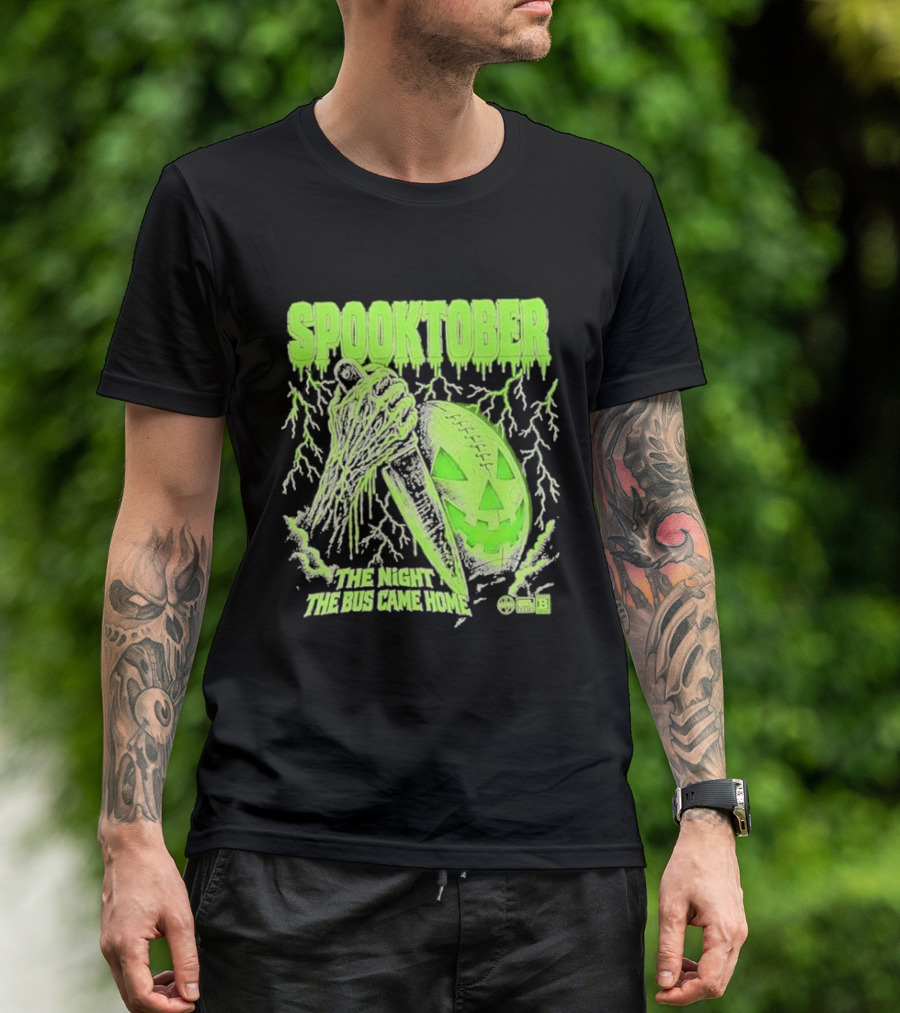 Spooktober The Night The Bus Came Home Halloween Knife Pumpkin Forest T-Shirt