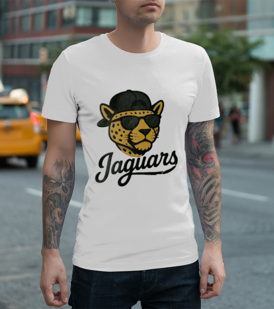 Jacksonville Jaguars Cool Jaguar With Cap And Sunglasses T-Shirt
