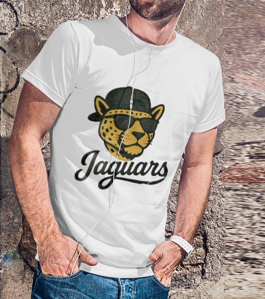 Jacksonville Jaguars Cool Jaguar With Cap And Sunglasses T-Shirt