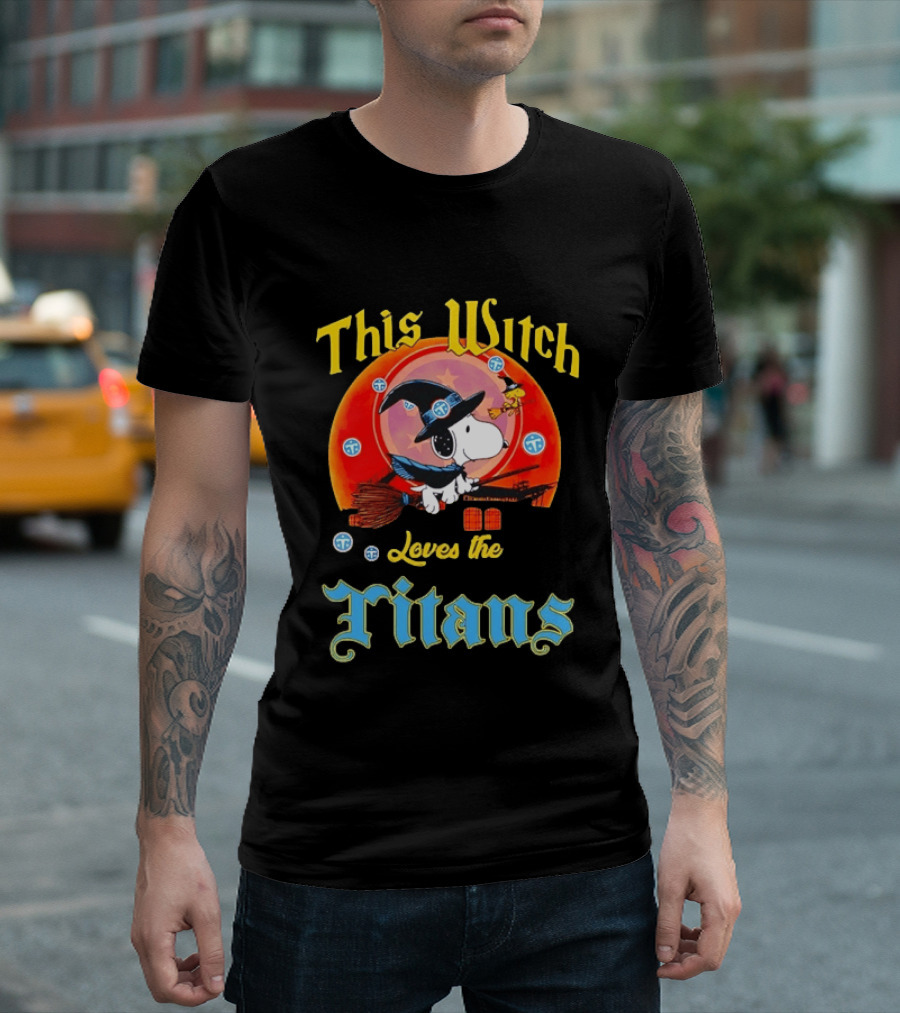 This Witch Snoopy Halloween Loves The Titans T-Shirt