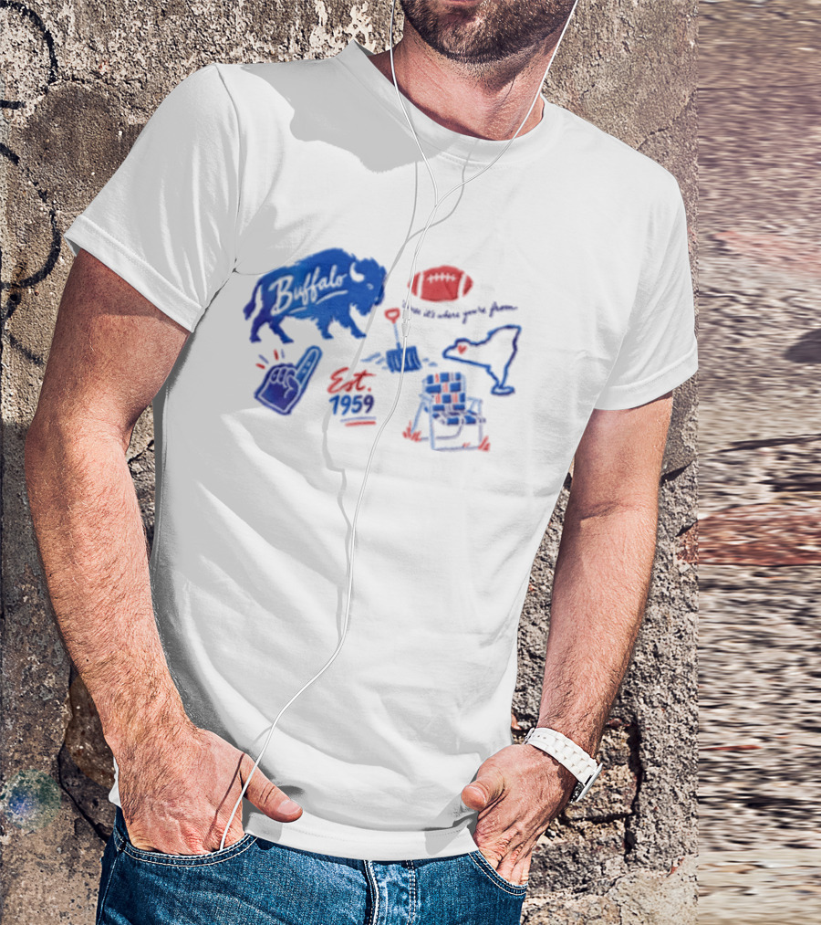 Buffalo Bills Established 1959 Football Shovel Map Chair Icons Where You Are From T-Shirt
