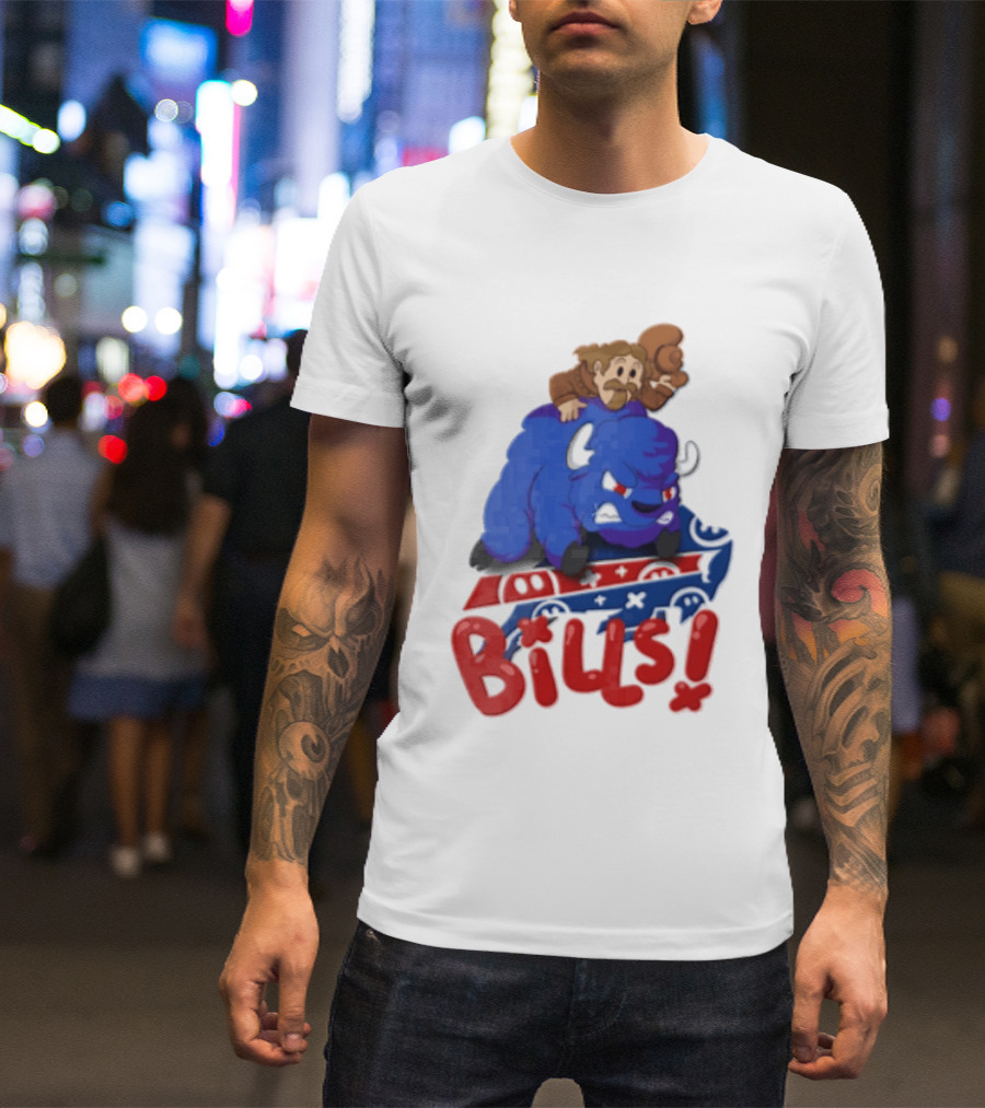 Buffalo Bills Cowboy Riding Angry Blue Bills T-Shirt
