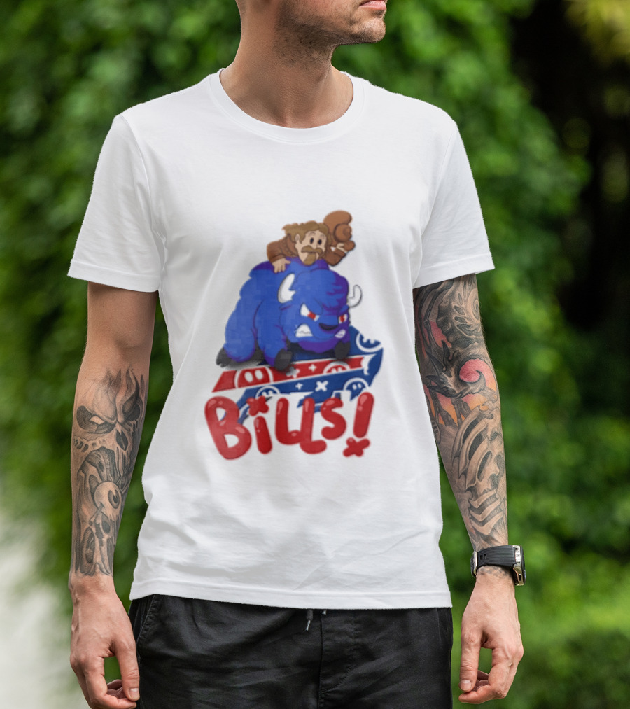 Buffalo Bills Cowboy Riding Angry Blue Bills T-Shirt
